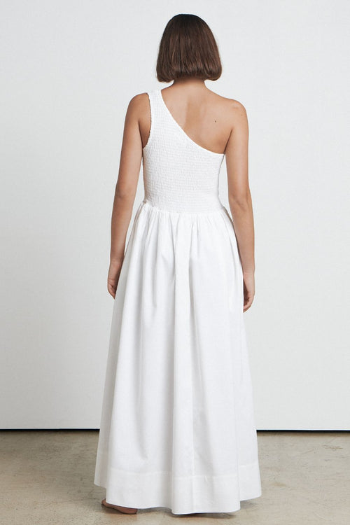 The Assymetrical White Maxi Dress WW Dress Bare   