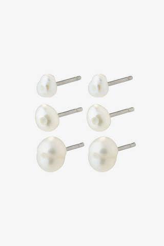set of 3 fresh water pearl stud earrings