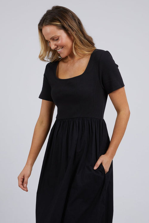 Ella Black SS Midi Dress WW Dress Foxwood   