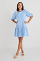 Emelia French Blue Check Drop Waist Smock Mini Dress