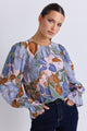 Endless Khaki Floral Blouson Sleeve LS Top