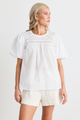 Enduring White Texture Lace Insert SS Top