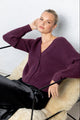 Essence Plum V Neck Rib Knit Cardigan