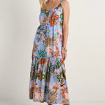 Estela Blue Floral Strappy Floaty Maxi Dress