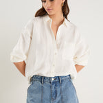 Exalted Ivory Linen Viscose Oversized Shirt