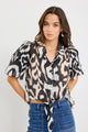 Exemption Black Zebra Tie Front SS Shirt