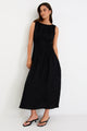 Exploration Black Linen Blend Pintuck Maxi Dress