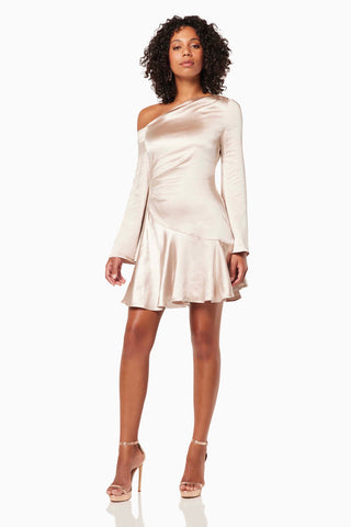 Jamboree Champagne Satin LS Mini Dress WW Dress Elliatt   