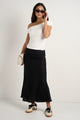 Bliss Black Linen Bias Midi Skirt