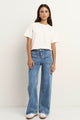 Feature Signature Blue Mid Rise Front Pocket Wide Leg Jean