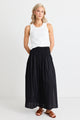 Finch Black Cotton Shirred Waist Maxi Skirt