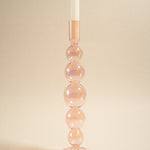 pink glass candle holder