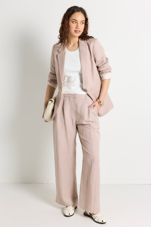 baby pink linen blazer 