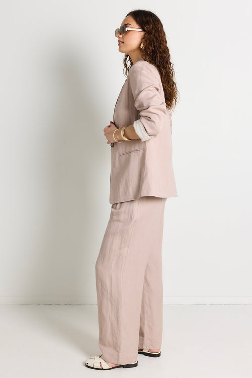 baby pink linen blazer 