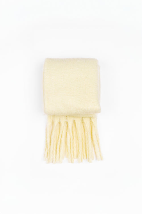 Lemon yellow coloured scarf on a white background