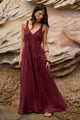 Florelle Burgundy Strappy Pintuck Maxi Dress