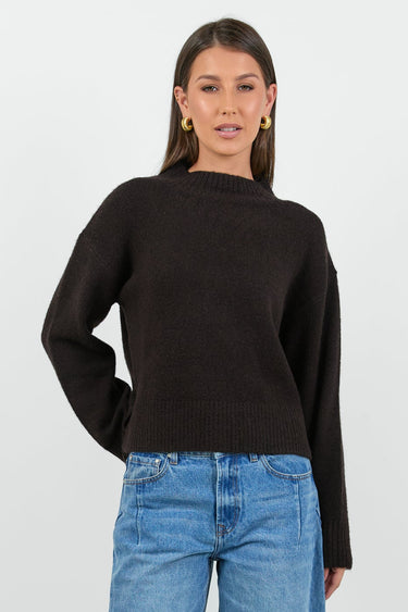 Forage Chocolate Mock Neck LS Jumper