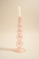 Four Bubble Pearl Pink 25cm Glass Taper Candle Holder