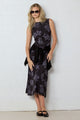 Frame Midnight Floral Mesh Sleeveless Maxi Dress