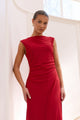 Frame Wine Mesh Sleeveless Maxi Dress