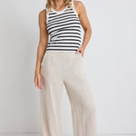 Freedom Natural Linen Zip Back Wide Leg Pant