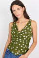 Fruitful Olive Polka Dot Georgette Tie Back Bias Slip Top