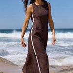 Future Dark Chocolate Linen Sleeveless Midi Dress
