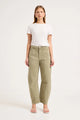 Gigi Summer Olive Drill Barrel Jean