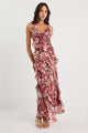 Galore Autumn Bloom Bias Ruffle Slip Maxi Dress