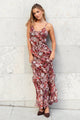Galore Autumn Bloom Bias Ruffle Slip Maxi Dress