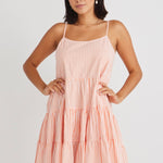 Garden Melon Stripe Strappy Tiered Empire Mini Dress WW Dress Ivy + Jack   