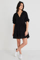 Gemini Black Broiderie Balloon Sleeve Tiered Mini Dress