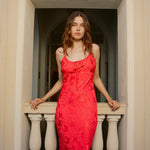 Georgie Cherry Jacquard Slip Dress