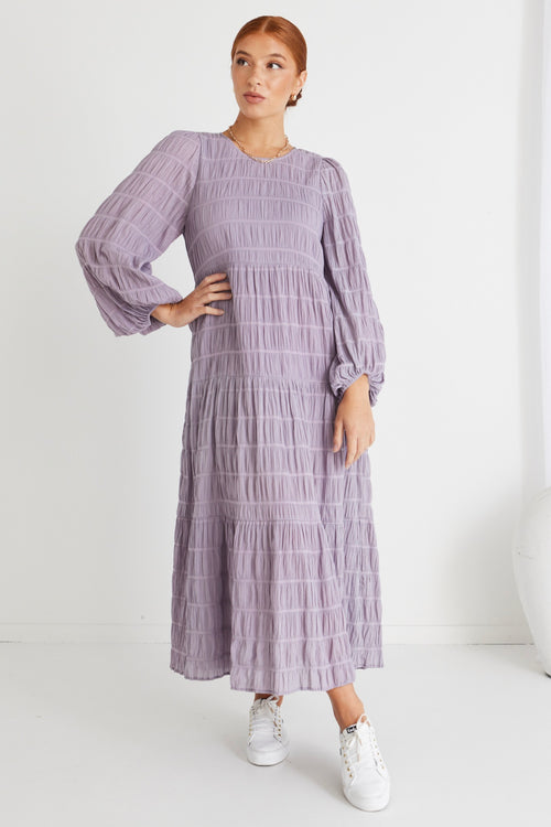 Purple Long Sleeve Maxi Dress