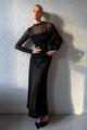 Lagos Black Linen Blend Bias Maxi Skirt