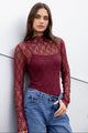 Giving Burgundy Lace Long Sleeve Top