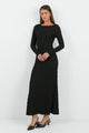 Habitat Black Stretch Lace Knit Long Sleeved Maxi Dress