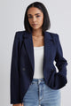 Harper Navy Texture Double Breasted Blazer