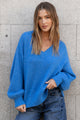 Harvest Azure Blue V Neck Knit Jumper