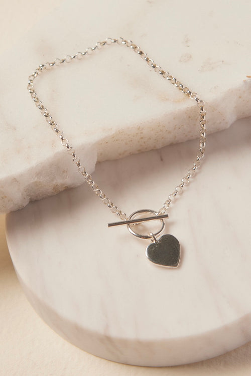 Heart Fob Silver Bracelet ACC Jewellery Georgia Mae   