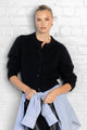 Highlight Black Mohair Blend Crewneck Cardigan