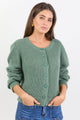 Highlight Sage Mohair Blend Crewneck Cardigan