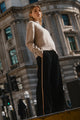 Confidant Black Side Stripe Crepe Wide Pants