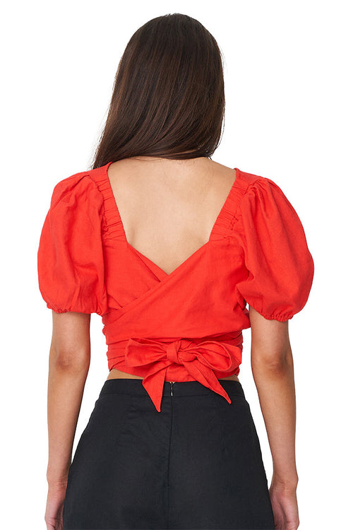 Casa Ruby Red V Neck Wrap Top WW Top Huffer   