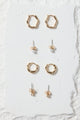 Huggie Stud 4 Sets Gold Earrings