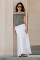 Lagos White Linen Blend Bias Maxi Skirt
