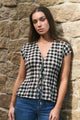 Nouveau Black Gingham Tie Front Vest