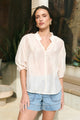Closure Ivory Sheer High Neck Buttoned SS Top