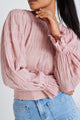 Imagine Blush Shirred Cotton Frill Sleeve LS Top