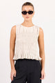 Impulsive Natural Linen Shirred Sleeveless Top